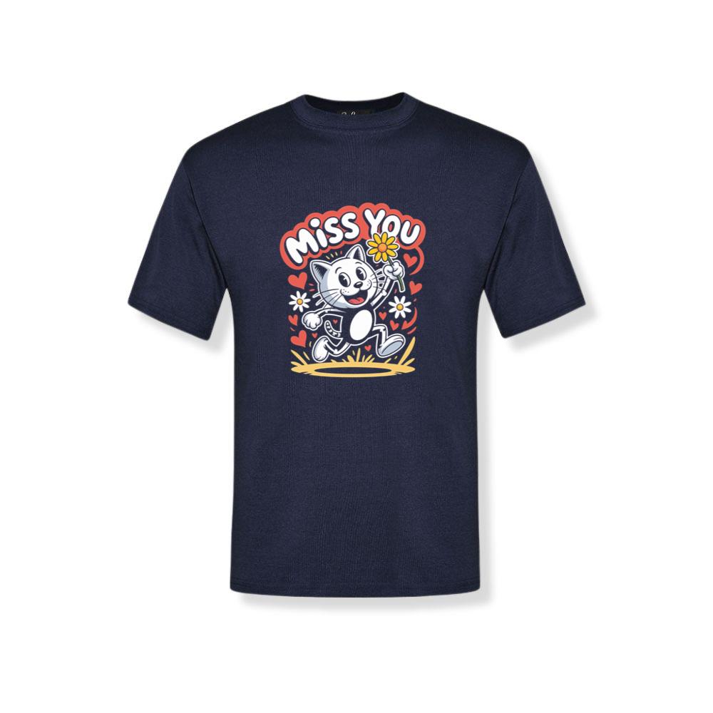 Miss You Skeleton Cat Retro Cute Graphic T-Shirt 2