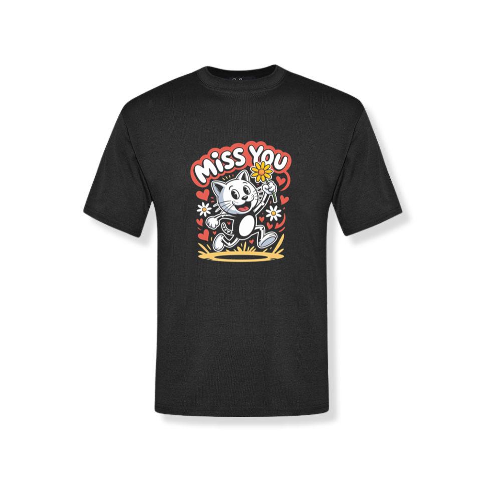 Miss You Skeleton Cat Retro Cute Graphic T-Shirt