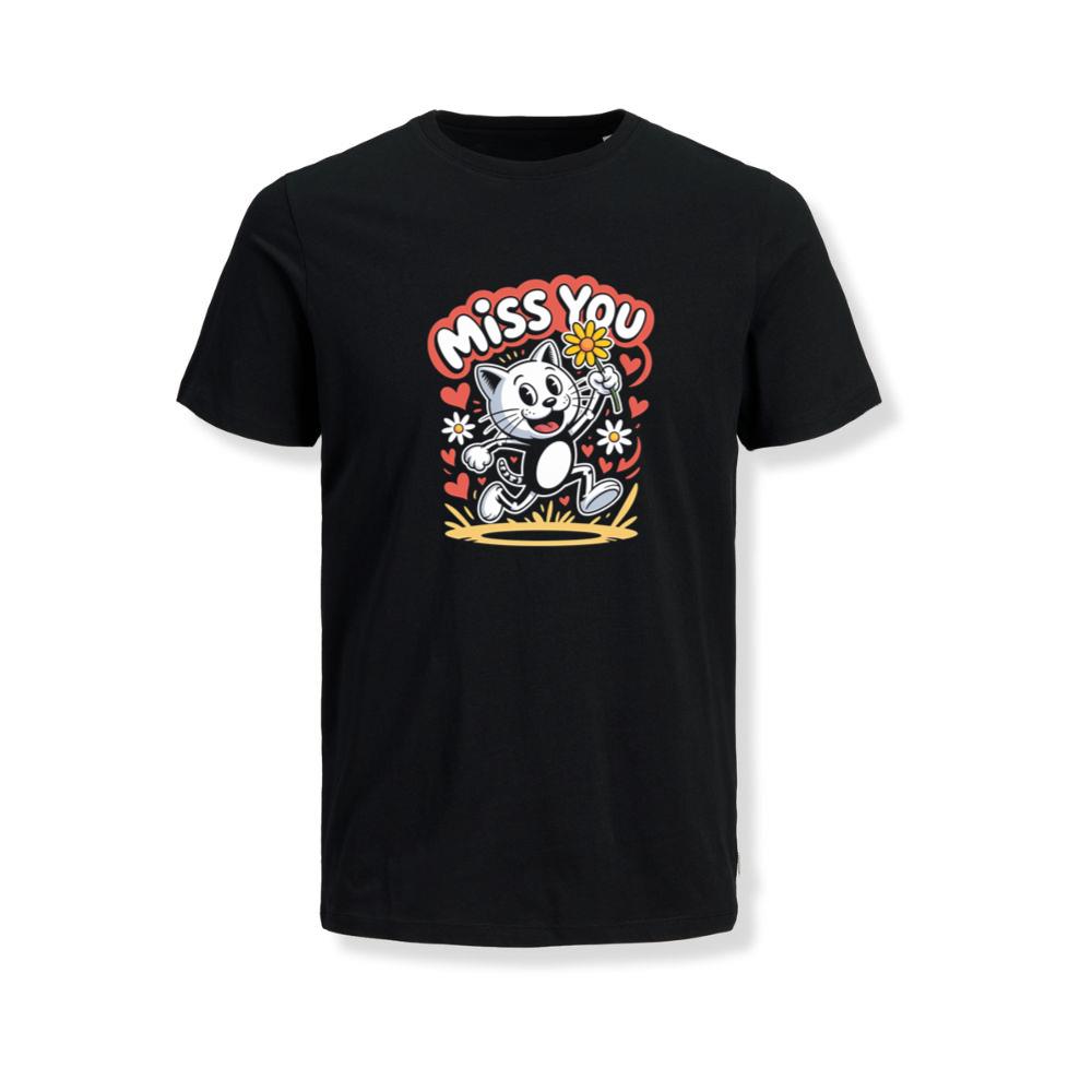 Miss You Skeleton Cat Retro Cute Graphic T-Shirt
