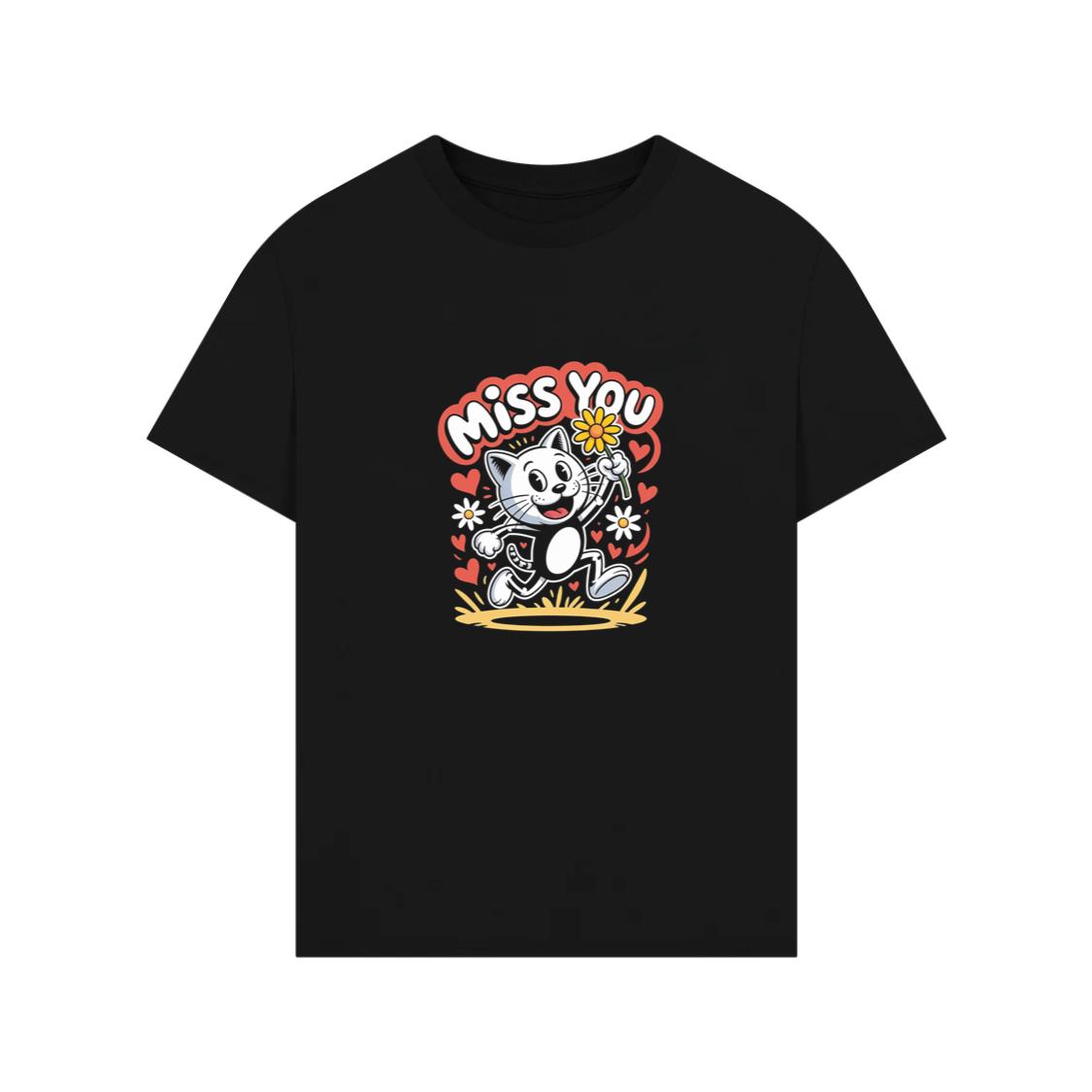 Miss You Skeleton Cat Retro Cute Graphic T-Shirts