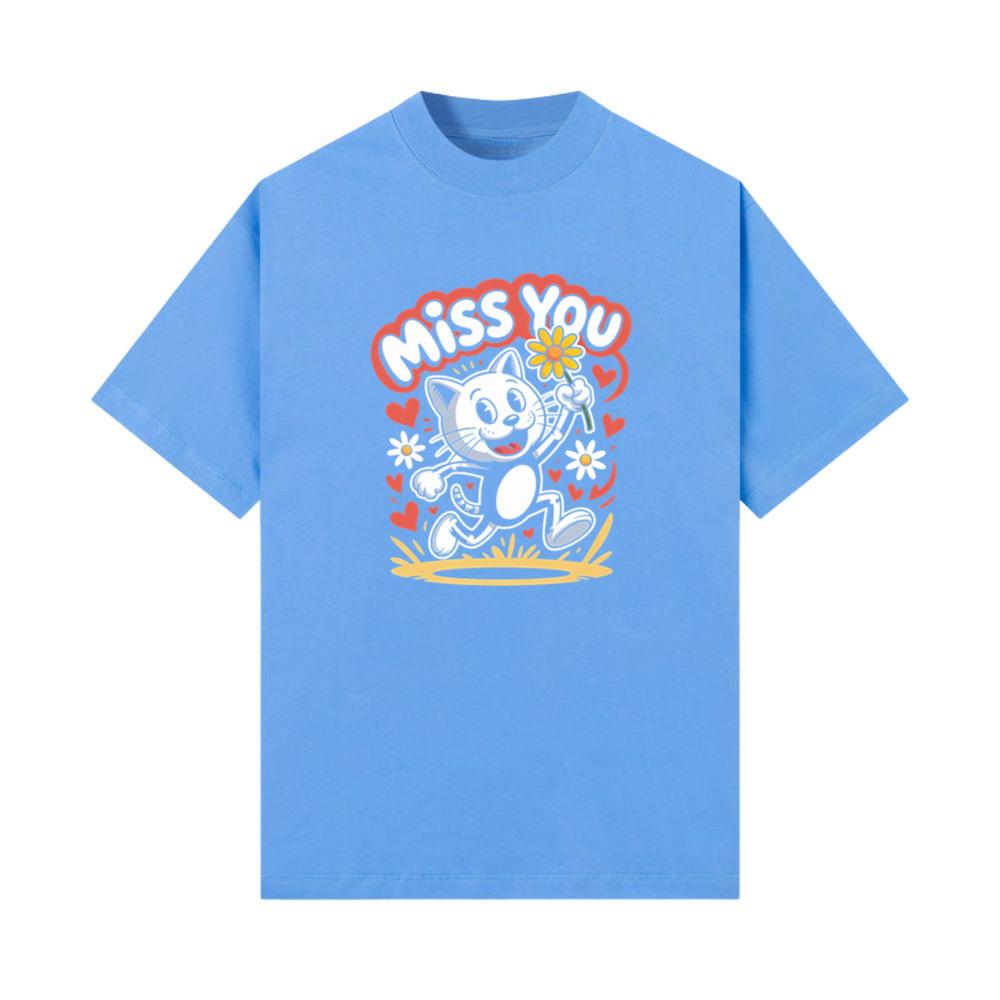 Miss You Skeleton Cat Retro Cute Graphic T-Shirts