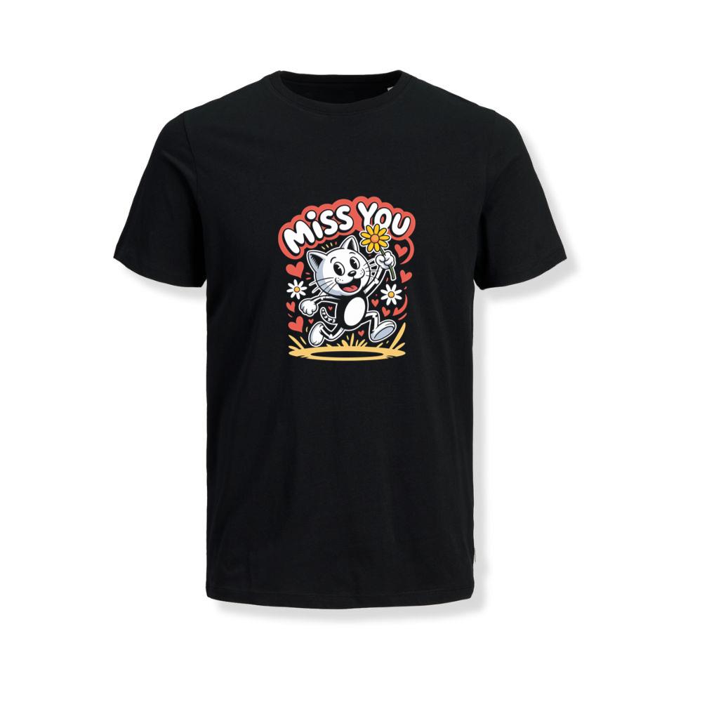 Miss You Skeleton Cat Retro Cute Graphic T-Shirts