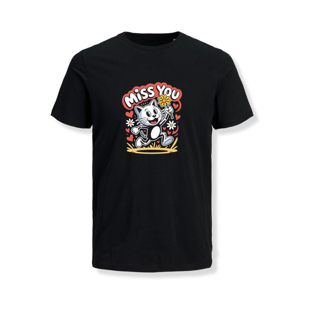 Miss You Skeleton Cat Retro Cute Graphic T-Shirts
