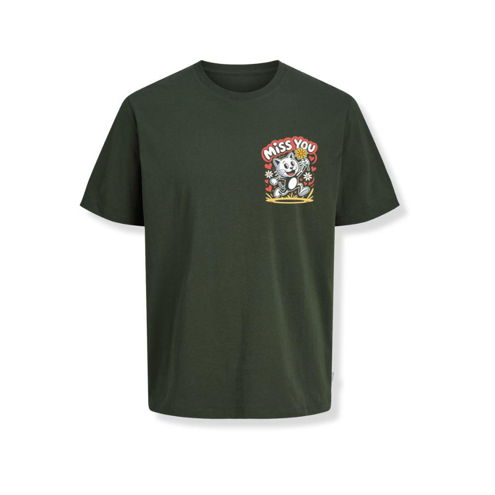 Miss You Skeleton Cat Retro Cute Graphic T-Shirts