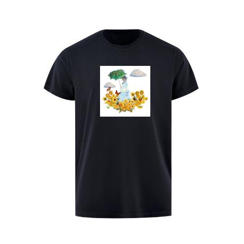 Monet's Woman with Parasol in a Van Gogh Sunflower Garden T-Shirts
