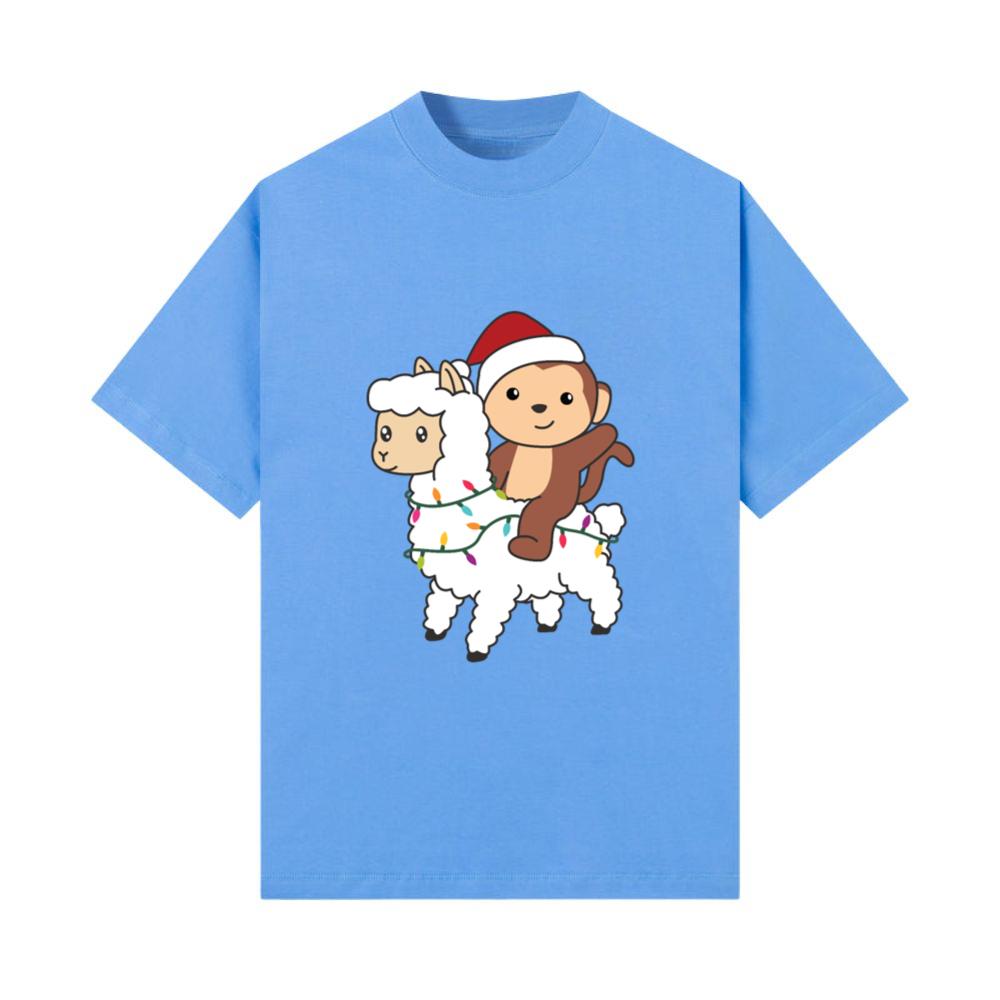 Monkey Lama Christmas Snow Winter Animals T-Shirt