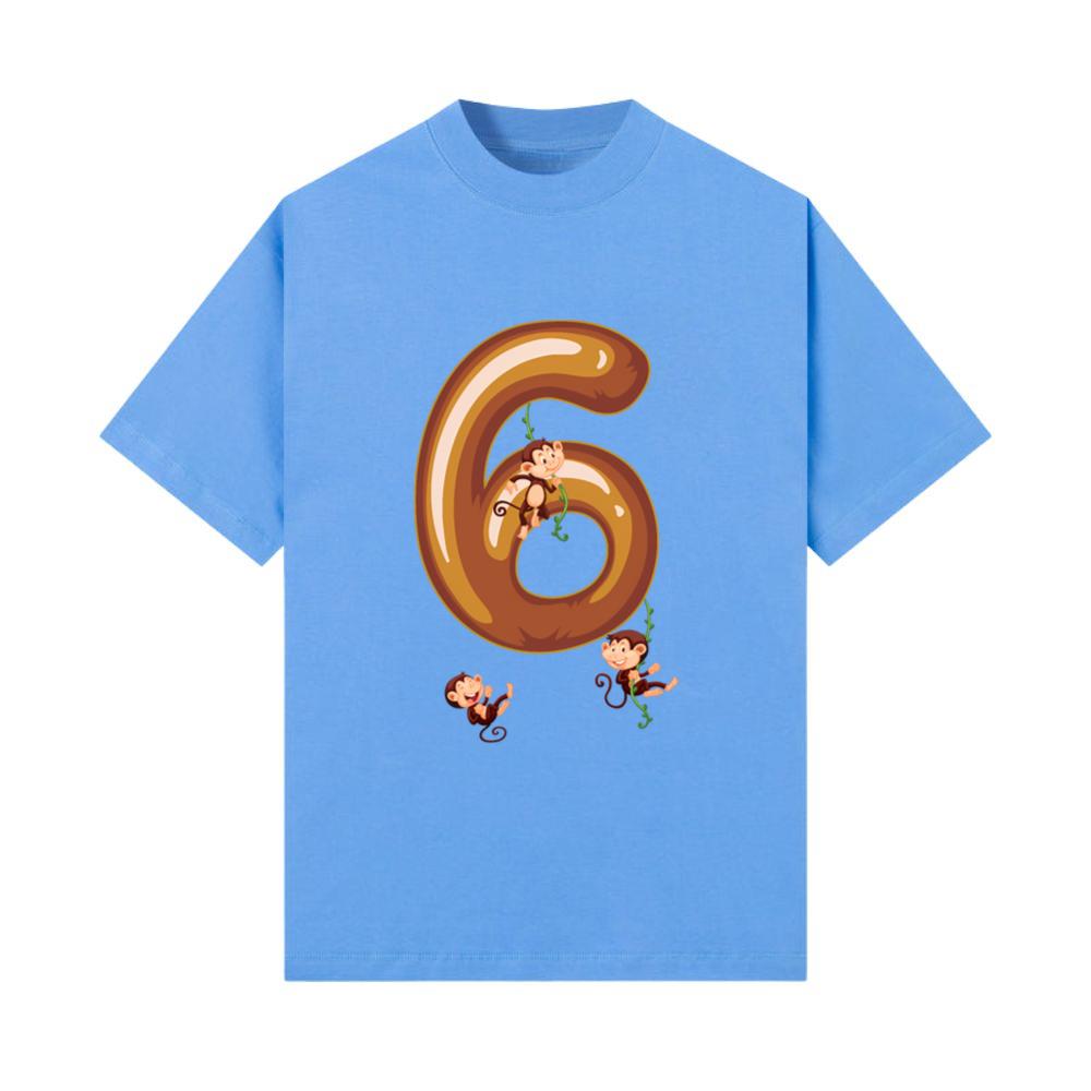 Monkey Safari Animal Number 6 6th Sixth T-Shirt