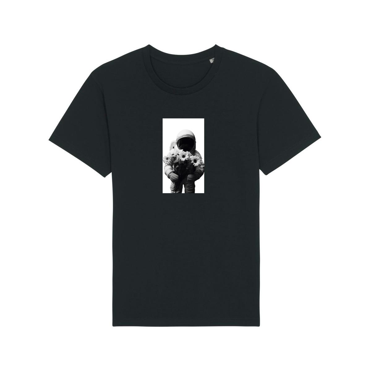 Monochrome Photo of Astronaut with Flowers T-Shirts