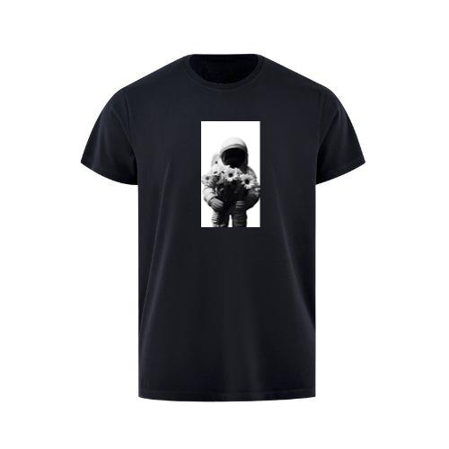 Monochrome Photo of Astronaut with Flowers T-Shirts