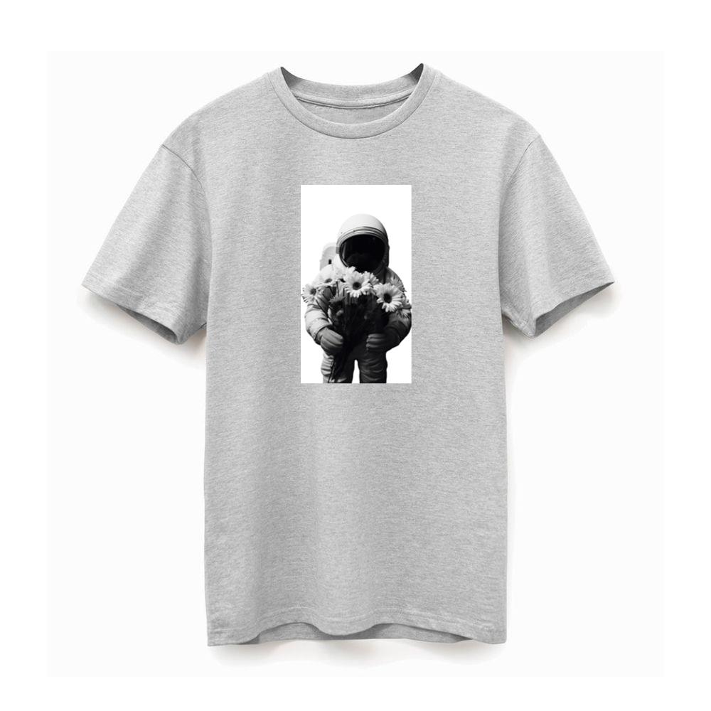 Monochrome Photo of Astronaut with Flowers T-Shirts
