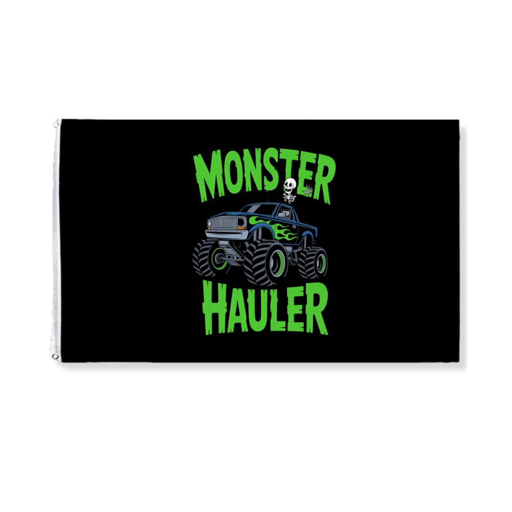 Monster Hauler Big Truck Cartoon Graphic Flag