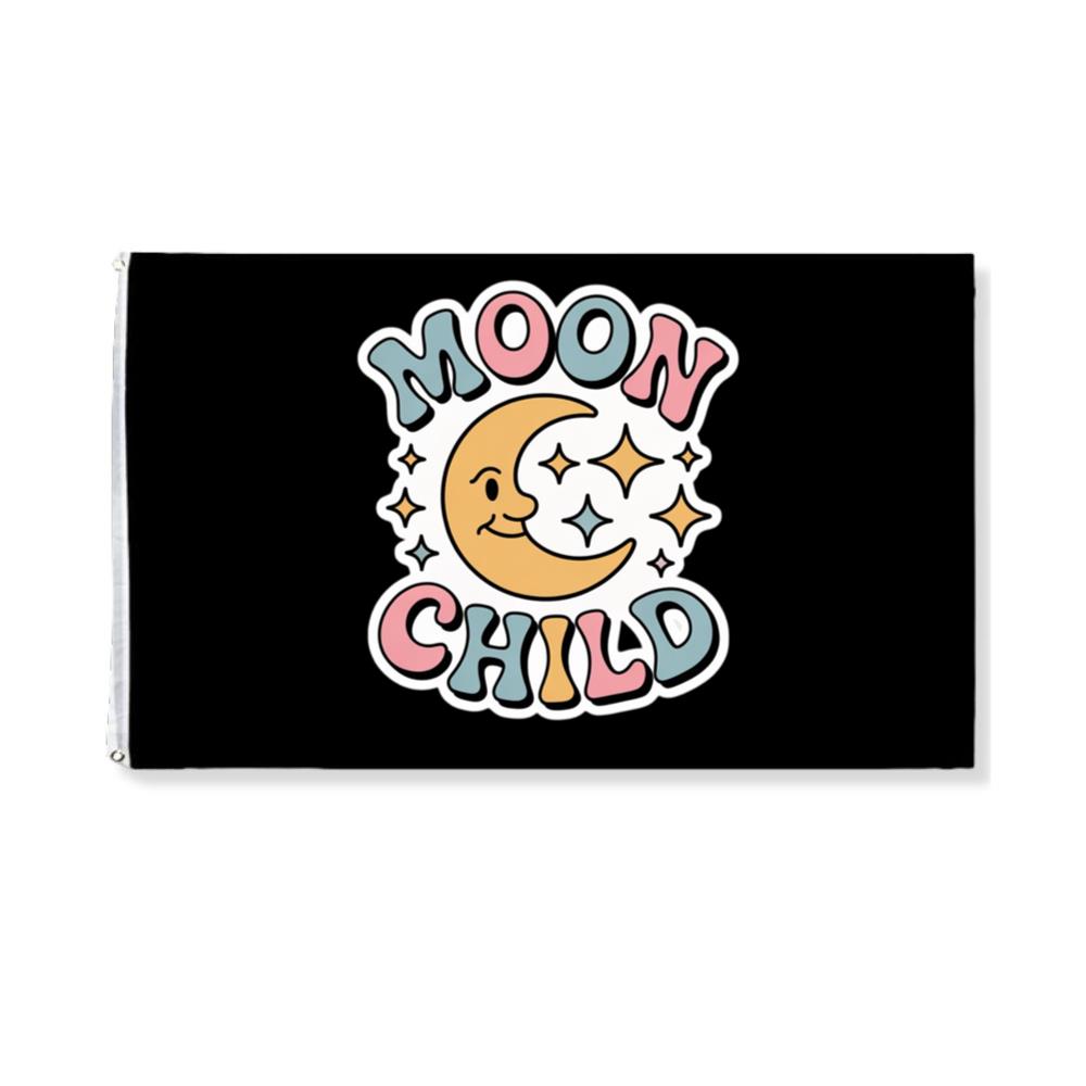 Moon Child Crescent Moon Retro Design for Dreamy and Free Spirits Flat