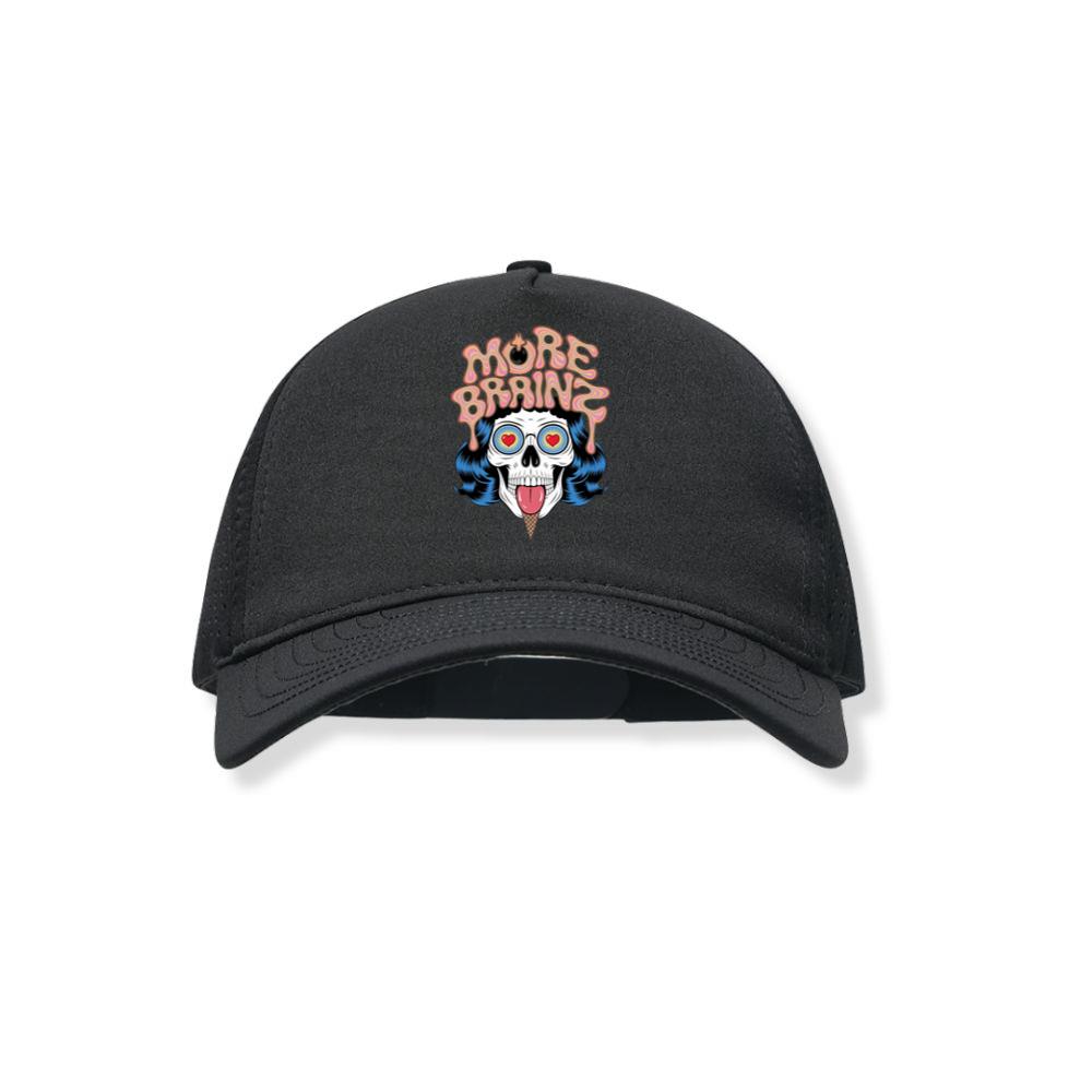 More Brains Zombie Head Cartoon Graphic Black Hat