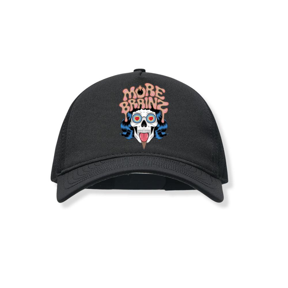 More Brains Zombie Head Cartoon Graphic Black Hat