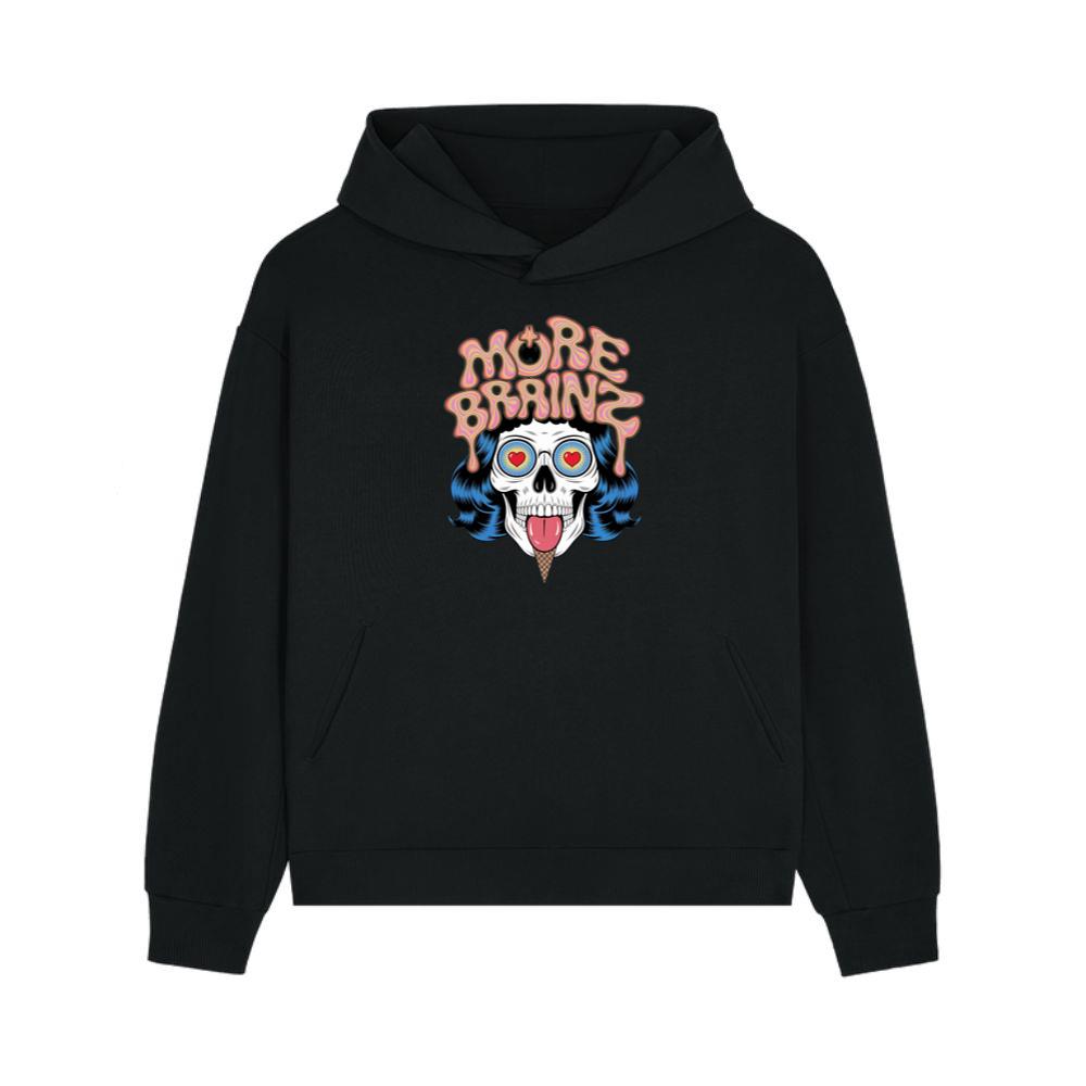 More Brains Zombie Head Cartoon Graphic Hoodie