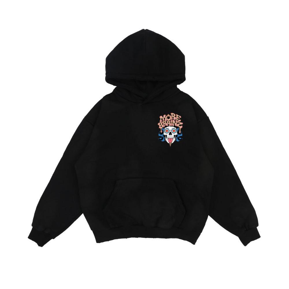 More Brains Zombie Head Cartoon Graphic Hoodie