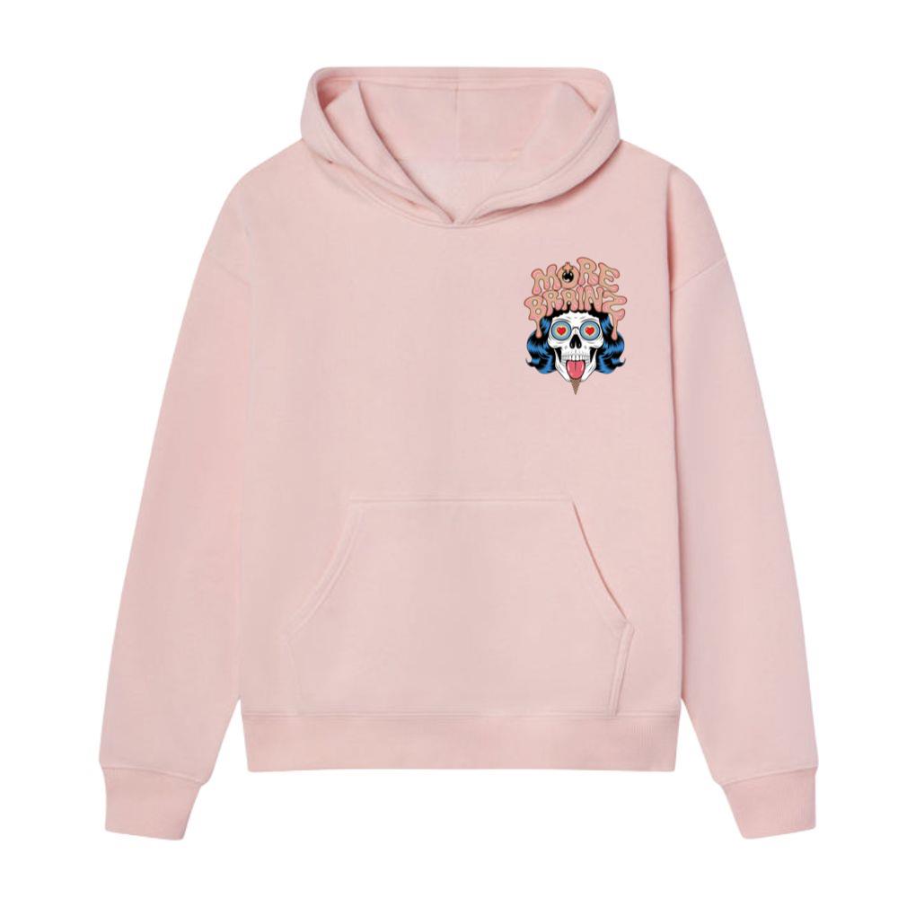 More Brains Zombie Head Cartoon Graphic Hoodie