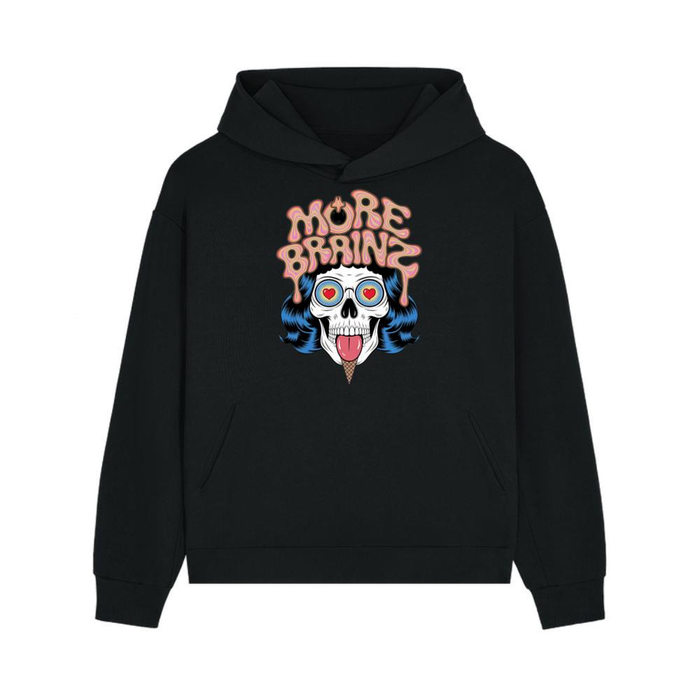 More Brains Zombie Head Cartoon Graphic Hoodie