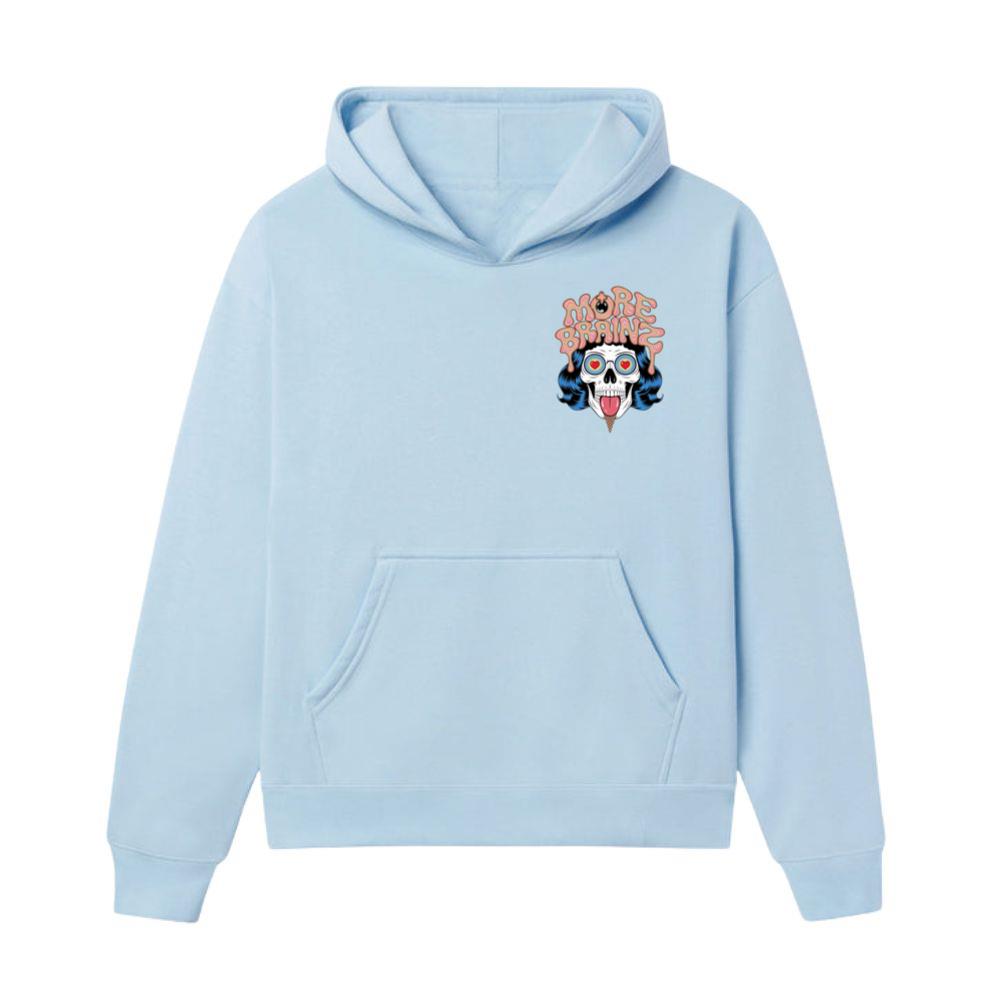 More Brains Zombie Head Cartoon Graphic Hoodie
