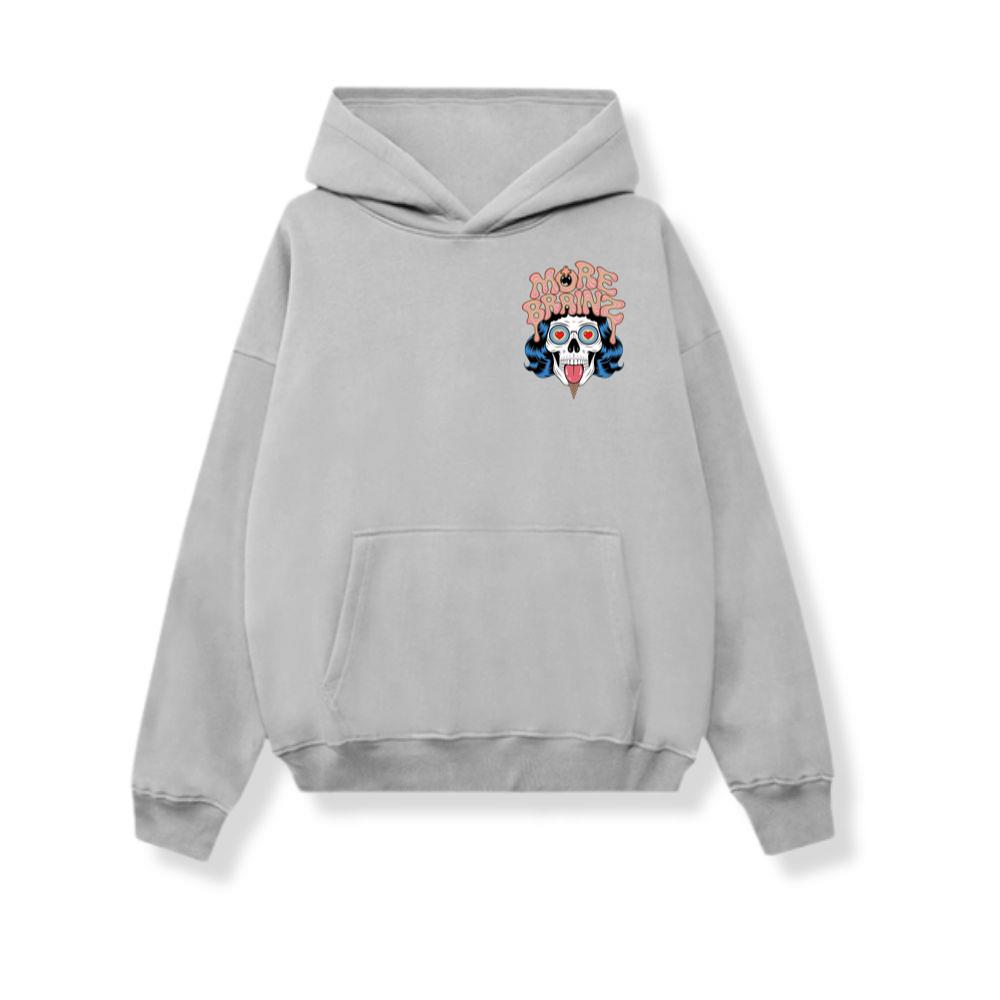 More Brains Zombie Head Cartoon Graphic Hoodie
