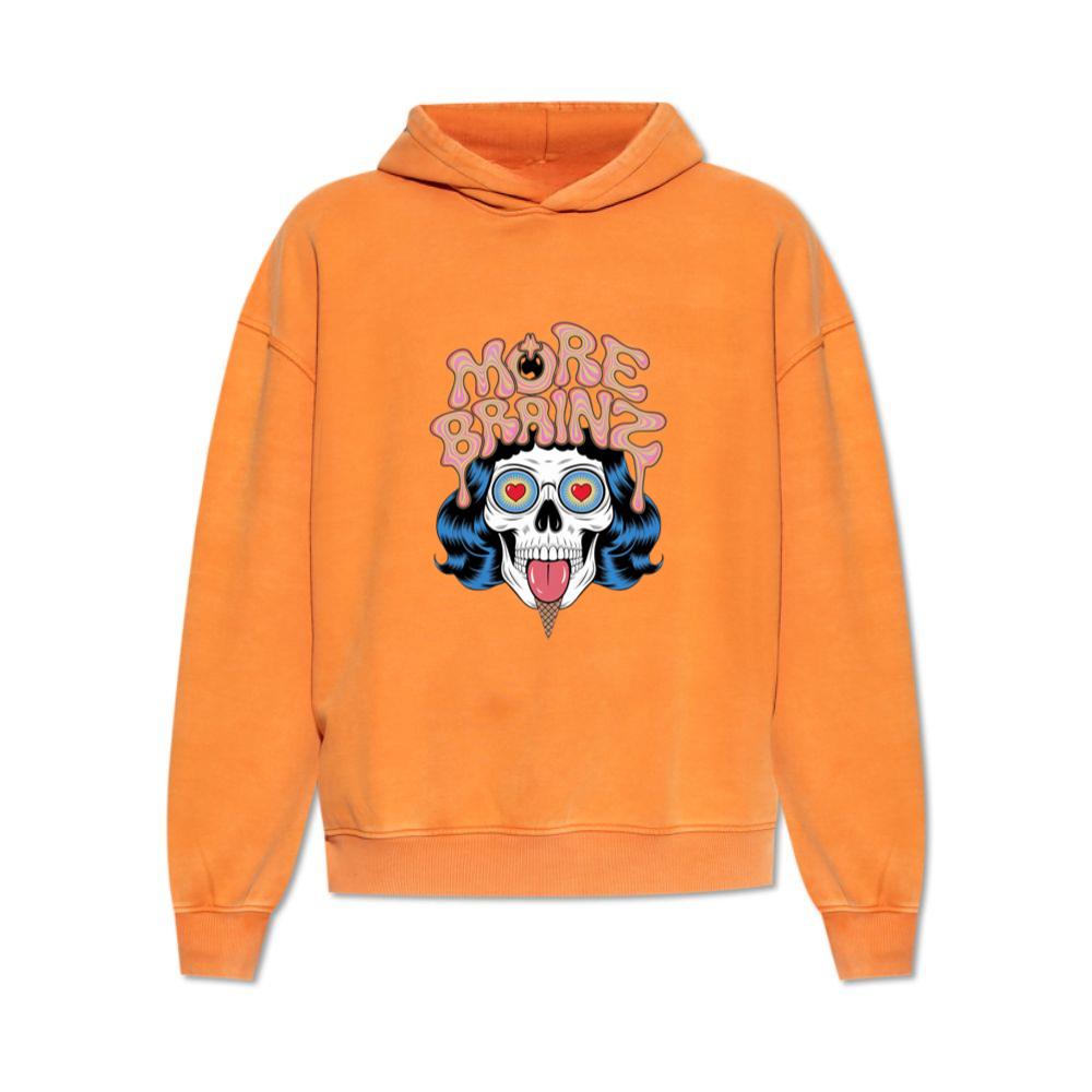 More Brains Zombie Head Cartoon Graphic Hoodie