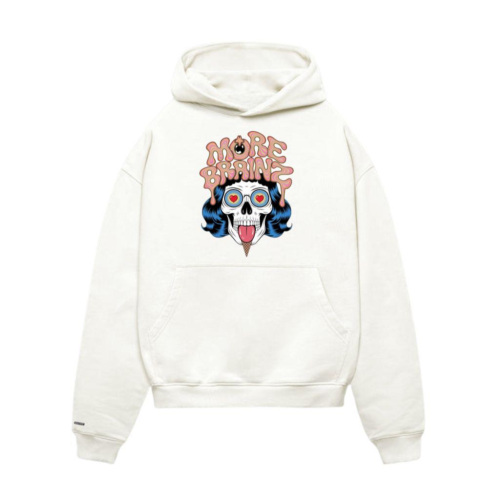 More Brains Zombie Head Cartoon Graphic Hoodie