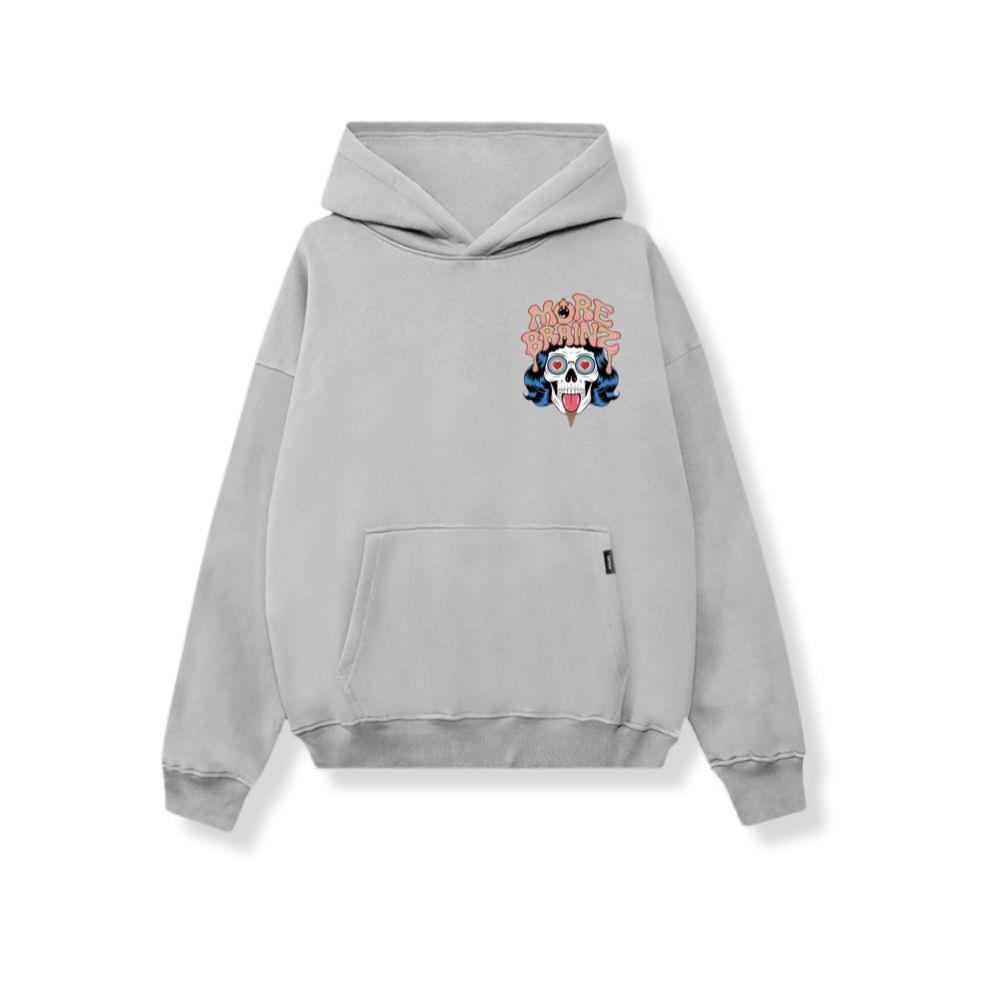 More Brains Zombie Head Cartoon Graphic Hoodie
