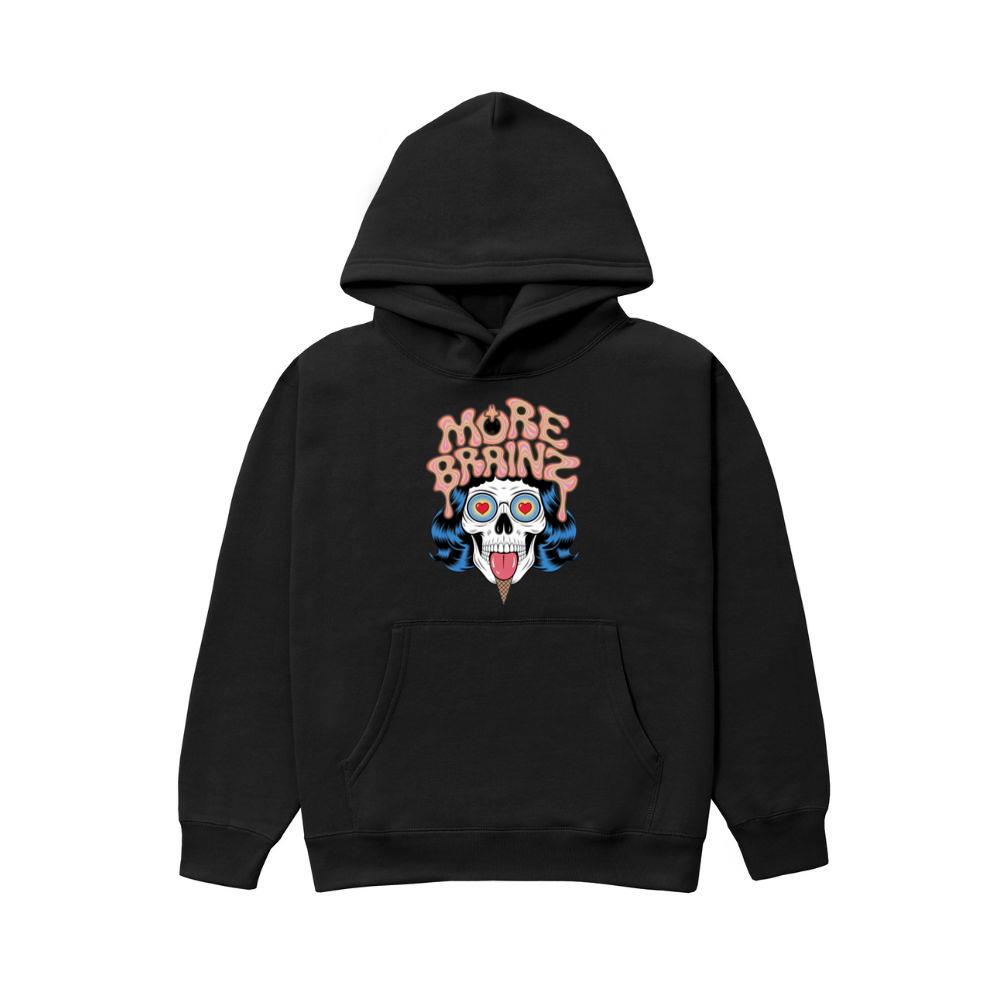 More Brains Zombie Head Cartoon Graphic Hoodie
