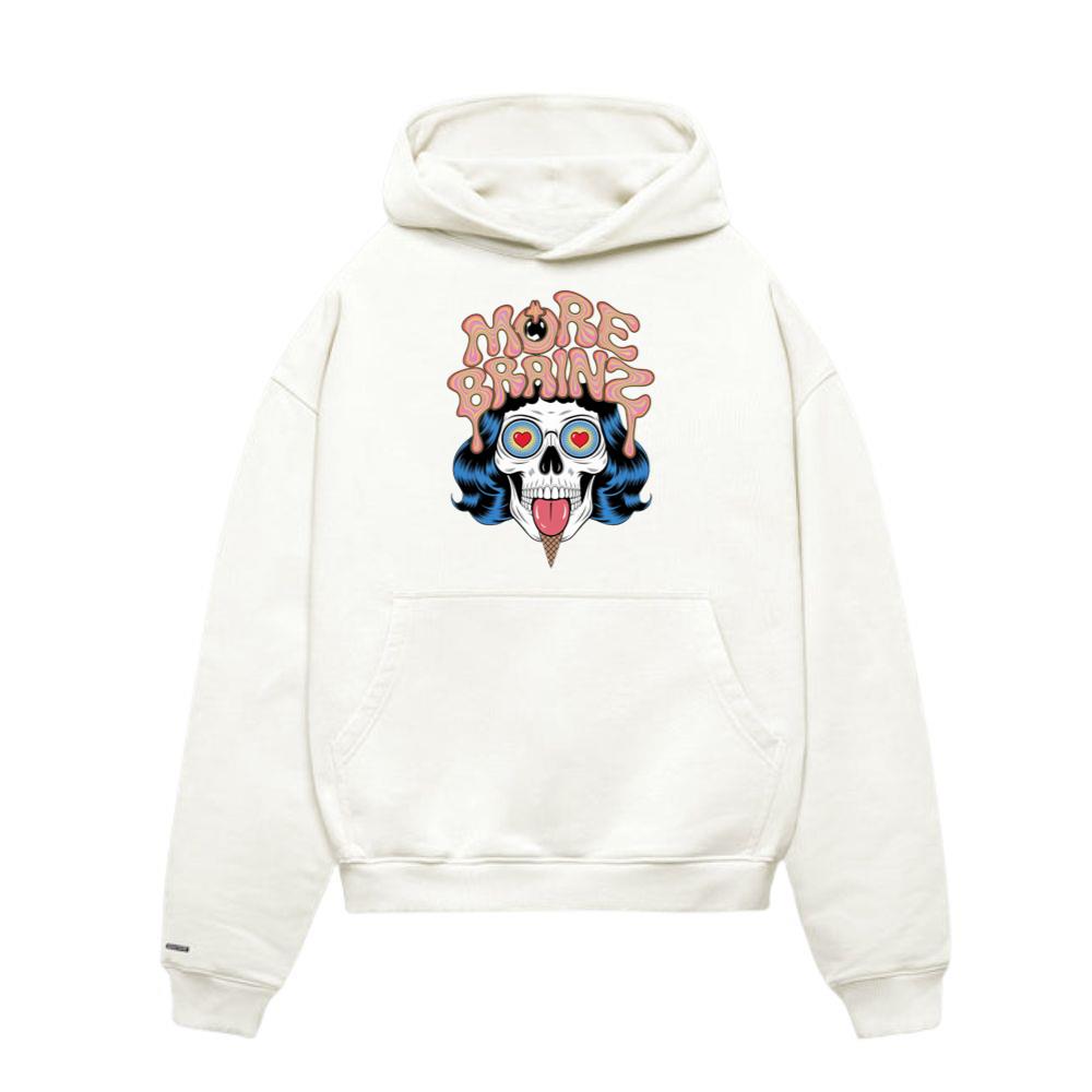 More Brains Zombie Head Cartoon Graphic Hoodies