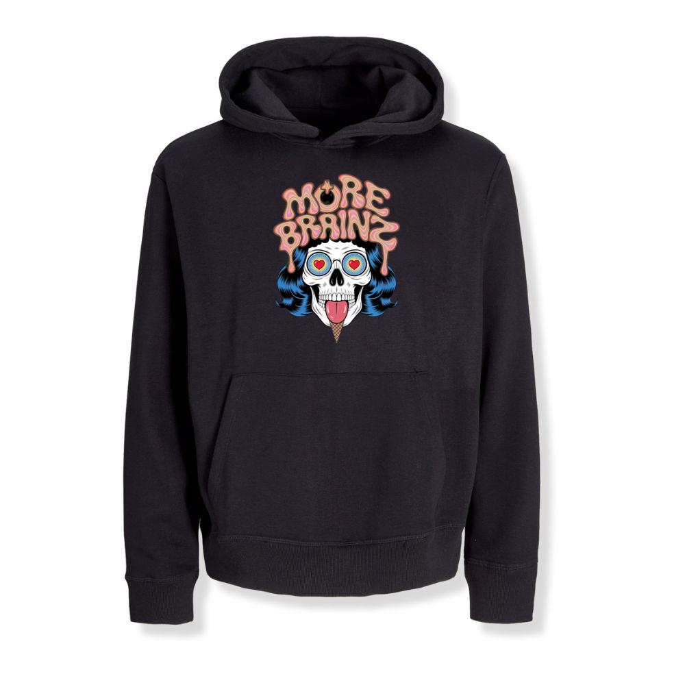 More Brains Zombie Head Cartoon Graphic Hoodies