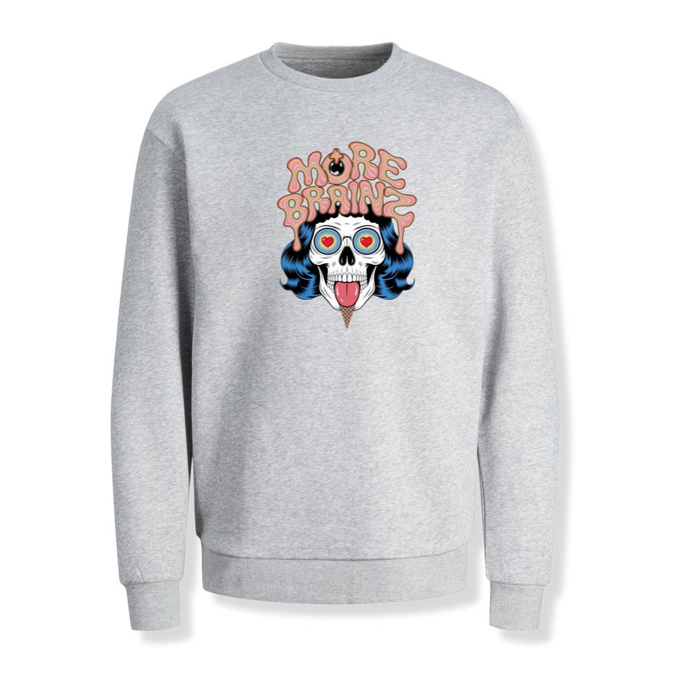 More Brains Zombie Head Cartoon Graphic Sweatshirt