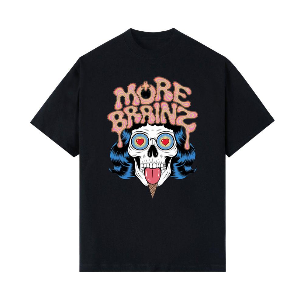 More Brains Zombie Head Cartoon Graphic T-Shirt