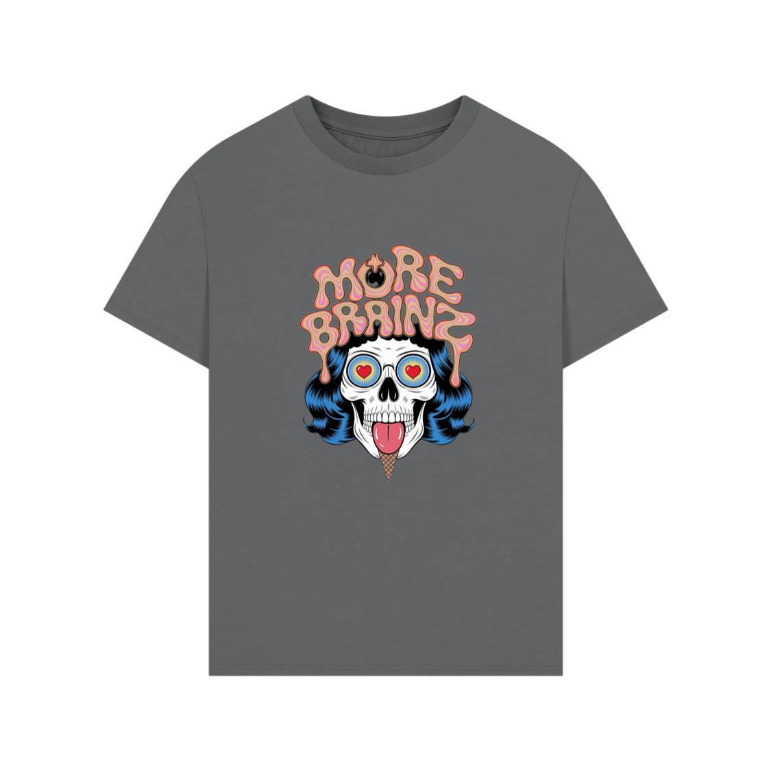 More Brains Zombie Head Cartoon Graphic TShirt Rewinde
