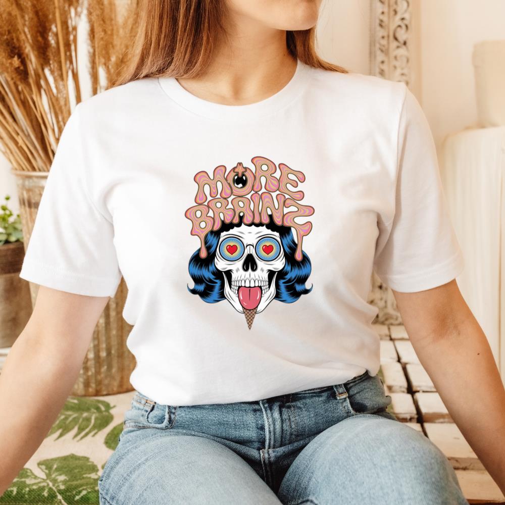More Brains Zombie Head Cartoon Graphic T-Shirt
