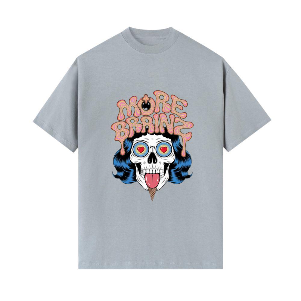 More Brains Zombie Head Cartoon Graphic T-Shirt