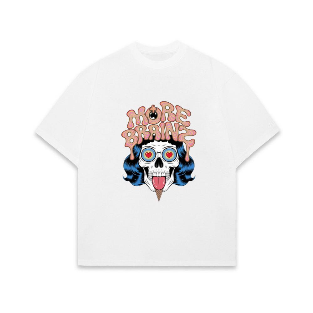 More Brains Zombie Head Cartoon Graphic T-Shirt