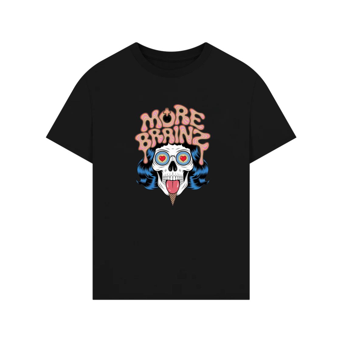 More Brains Zombie Head Cartoon Graphic TShirt Rewinde
