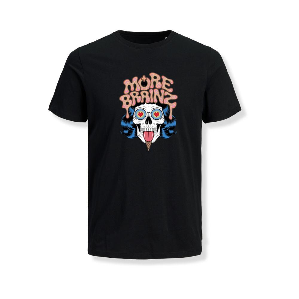 More Brains Zombie Head Cartoon Graphic T-Shirt