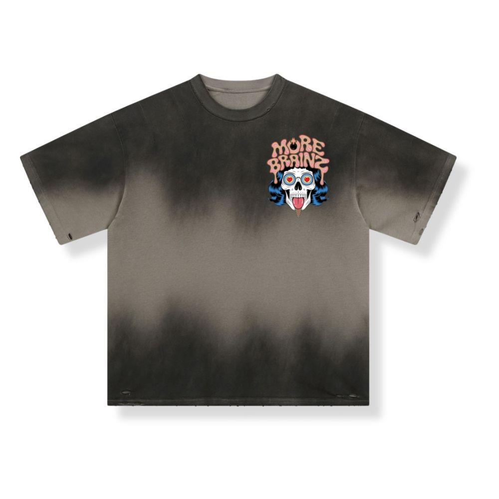 More Brains Zombie Head Cartoon Graphic T-Shirt