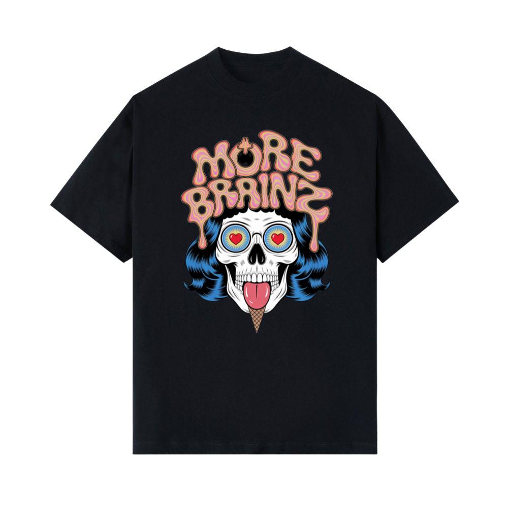 More Brains Zombie Head Cartoon Graphic T-Shirts