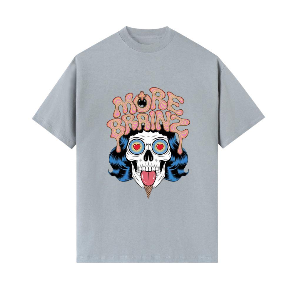 More Brains Zombie Head Cartoon Graphic T-Shirts