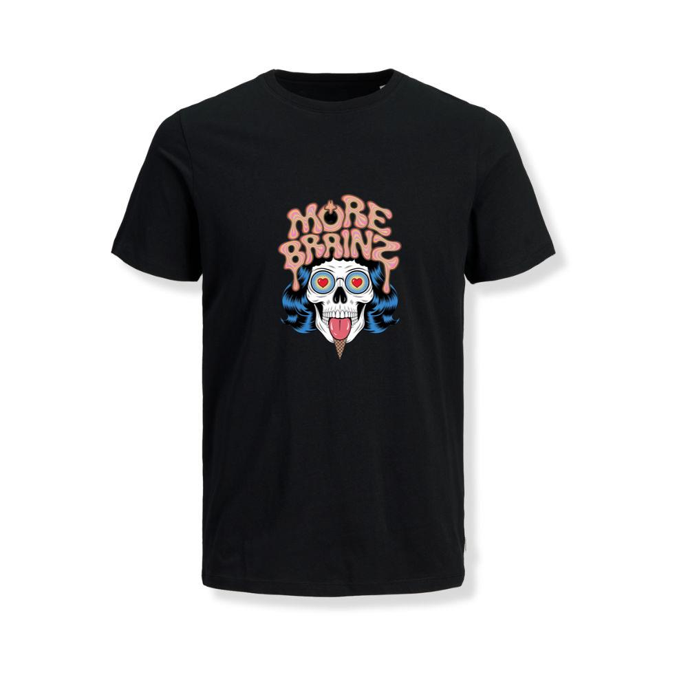 More Brains Zombie Head Cartoon Graphic T-Shirts