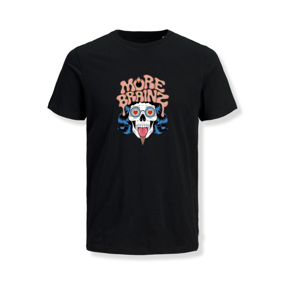 More Brains Zombie Head Cartoon Graphic T-Shirts