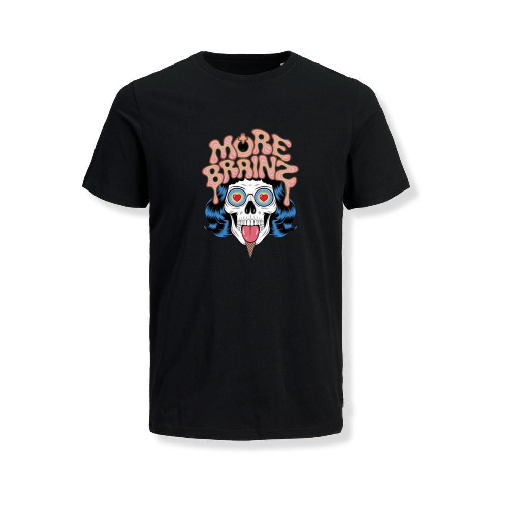 More Brains Zombie Head Cartoon Graphic T-Shirts