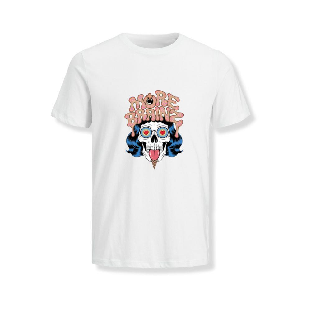 More Brains Zombie Head Cartoon Graphic T-Shirts
