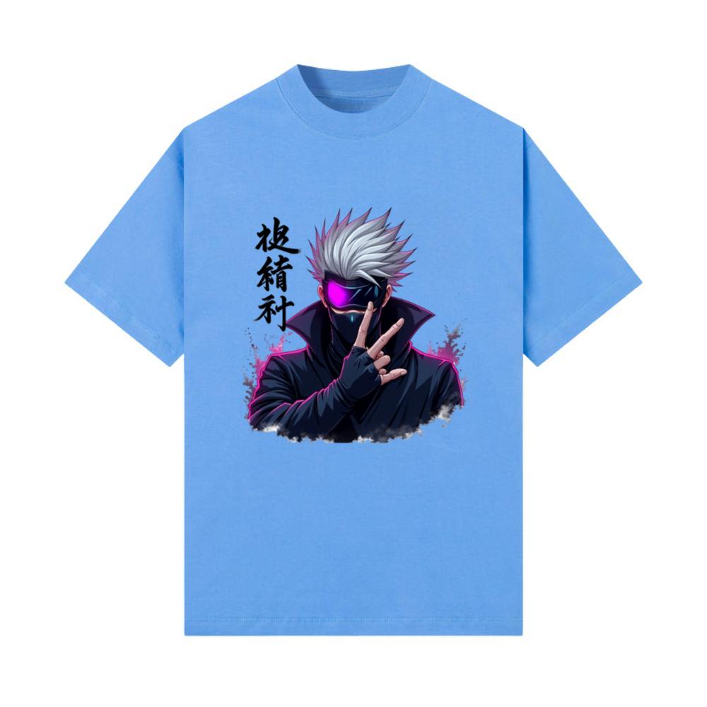 Mysterious White-Haired Anime Warrior with Mask T-Shirt