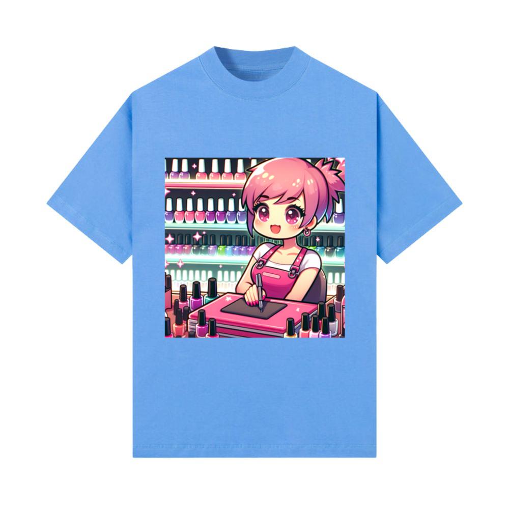 Nail Technician Cute Pink Hair Anime Girl T-Shirt