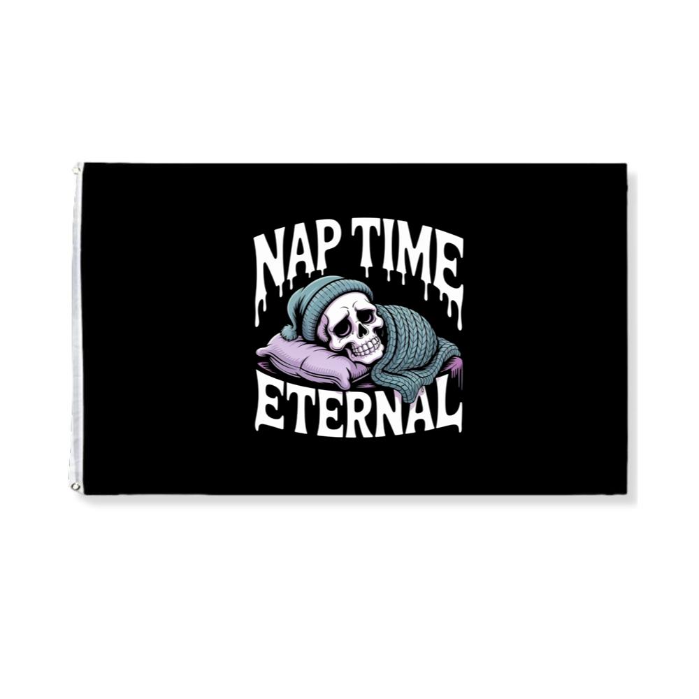 Nap Time Eternal Skeleton Sleeping Retro Design Flag