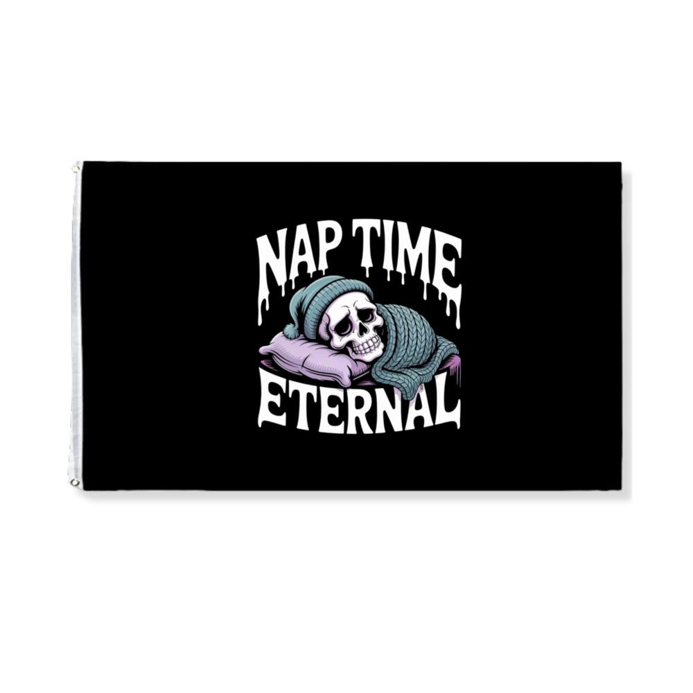 Nap Time Eternal Skeleton Sleeping Retro Design Flag