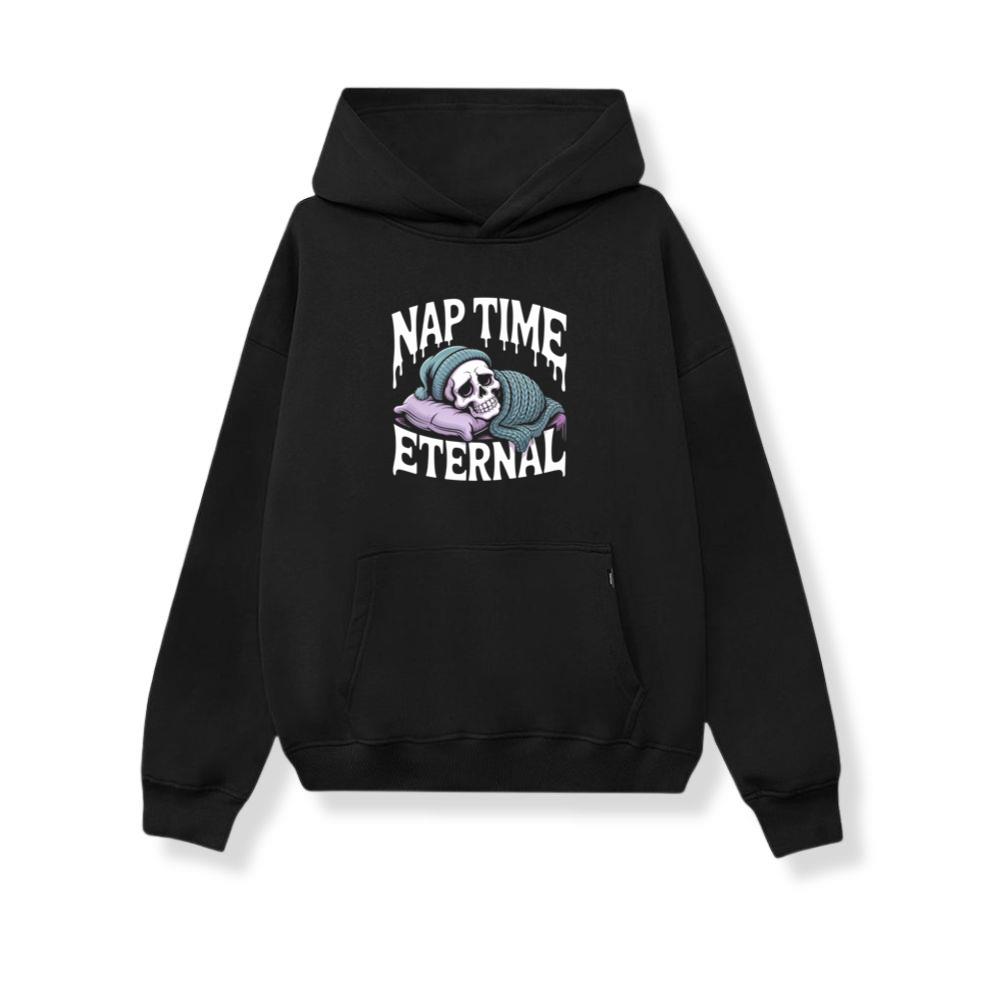 Nap Time Eternal Skeleton Sleeping Retro Design Hoodie